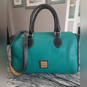 Dooney and Bourke Pebble Leather Barrel Satchel, EUC, Spearmint/Black